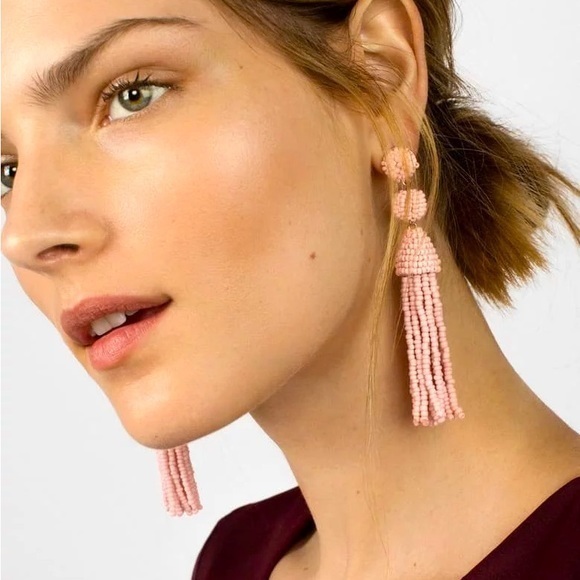 BaubleBar Beaded Tassel Earrings in Blush Pink - Picture 1 of 3